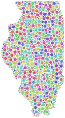 Map of Illinois - USA- in a mosaic of harlequin bubbles