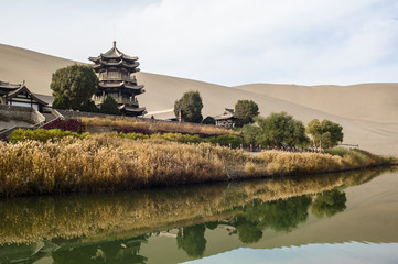 Crescent Spring and Mingyue Pavilion in the morning, Dunhuang of