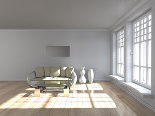 Wohndesign - Sofa vor weisser Wand
