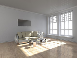 Wohndesign - Sofa vor weisser Wand