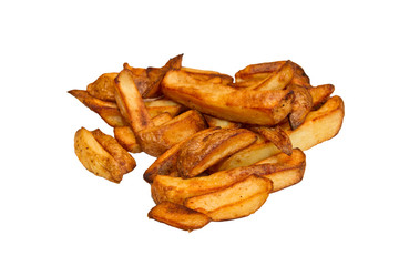 Oven baked potato chips isolated