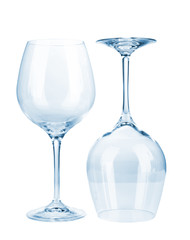 Empty wine glasses isolated on white