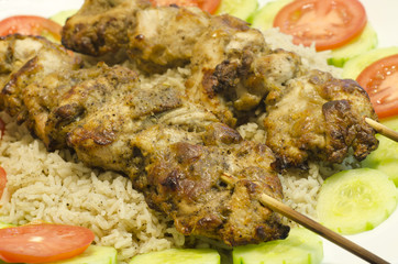 Yummy Chicken Kabob with rice