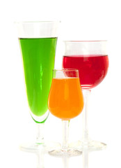 Juice glass close-up isolated on white background