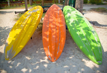 colorful boats on beach