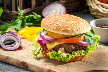 Closeup of burger made ​​from vegetables
