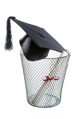 school drop out concept with hat and diploma