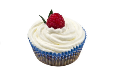 muffin with raspberry and whipped cream