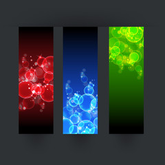 Set of three bubbles color vector banner