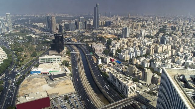 Tel Aviv city wide high angle from skyscraper
