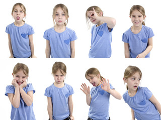 Girl showing different emotions