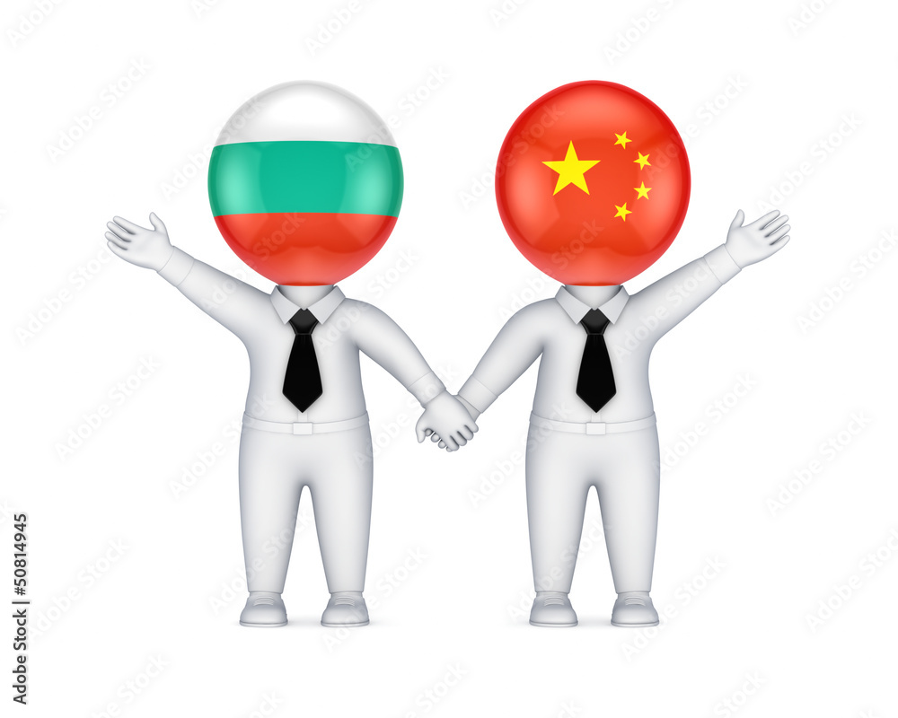 Sticker bulgarian-chinese cooperation concept.