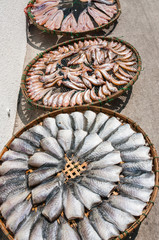 Dried fishs of local food in Thailand