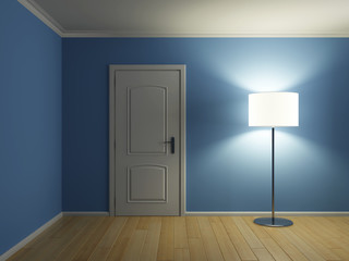 Empty modern interior with lamp