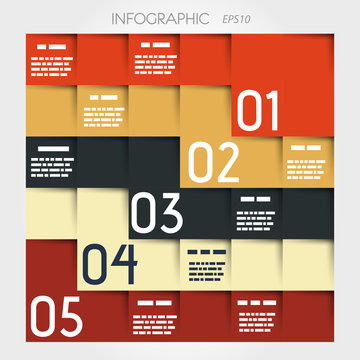 zig-zag five options square infographic