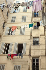 Clothes drying outside apartments