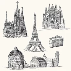 Crédence de cuisine en verre imprimé Illustration Paris voyager en Europe