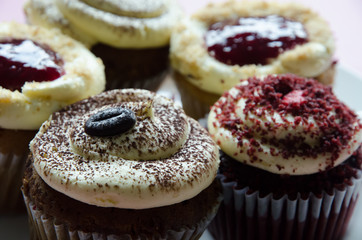 Assorted colorful cupcakes