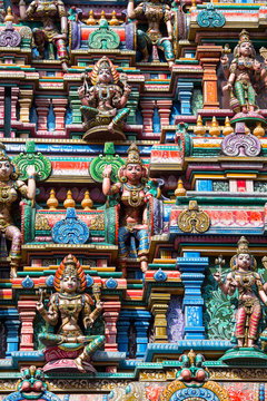 Sculptures on Hindu temple. Bangkok, Thailand
