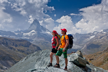 Switzerland - Matterhorn view hikers - 50822565