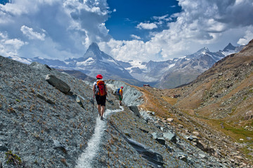Switzerland - Matterhorn view hikers - 50822733