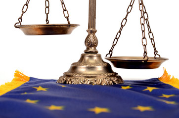 Scales of justice on the European Union flag