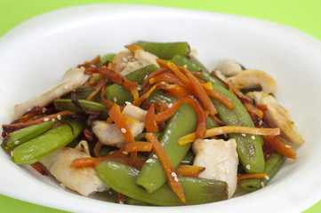 stir vegetables and chicken
