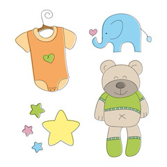Baby cute doodle elements