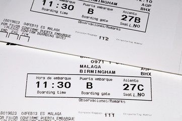 Aircraft boarding passes © Arena Photo UK