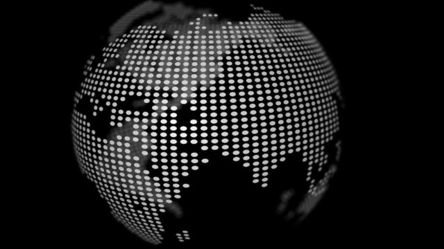 Dot stylized globe rotating in a loop