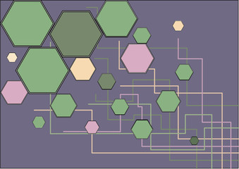 Background of hexagons and lines
