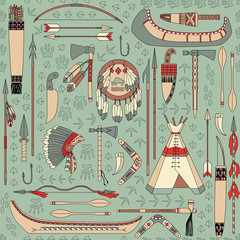 seamless pattern with Native American attributes