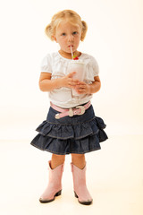 Young girl drinking milk shake