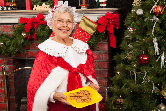 Mrs. Clause Holding A Plate Of Cookies