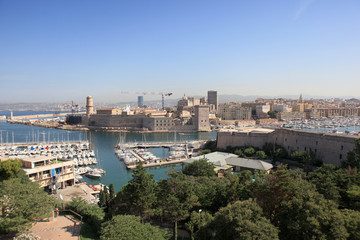 Fototapeta premium Distant shot of a marina