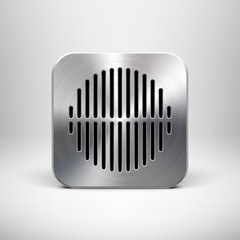 Technology App Icon Blank Template with Metal Texture