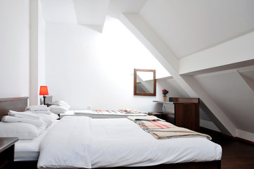 Fototapeta na wymiar Modern double bedroom interior