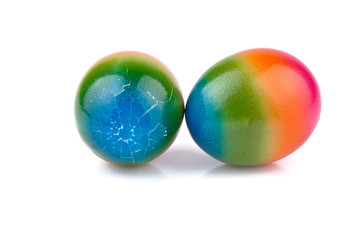 egg tapping, two colorful easter eggs