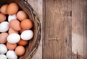 Brown eggs in a basket