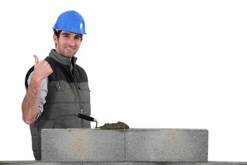 Thumbs up from a bricklayer