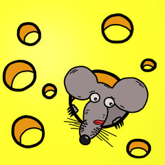 Funny cartoon mouse-guzzler