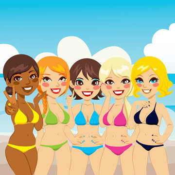 Sexy Women Friends Beach