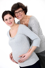 Fototapeta premium Pregnant woman with mom