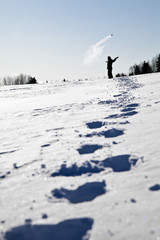 Naklejka na ściany i meble Footprints in the snow.