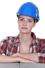 portrait of female bricklayer