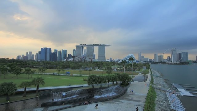 Sunset at Marina Barrage in Singapore Timelapse 1920x1080