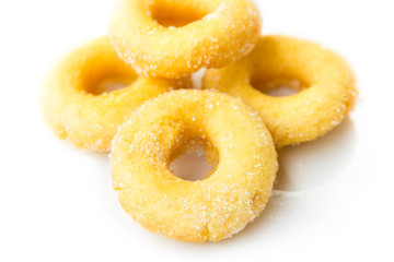 donuts with sugar on white background
