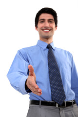 Businessman offering his hand