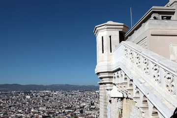 High-view of coastal town