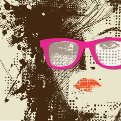 Afwasbaar Fotobehang Vrouwengezicht Vrouwen met zonnebril